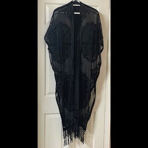 Velvet Burnout Fringe Ruana
